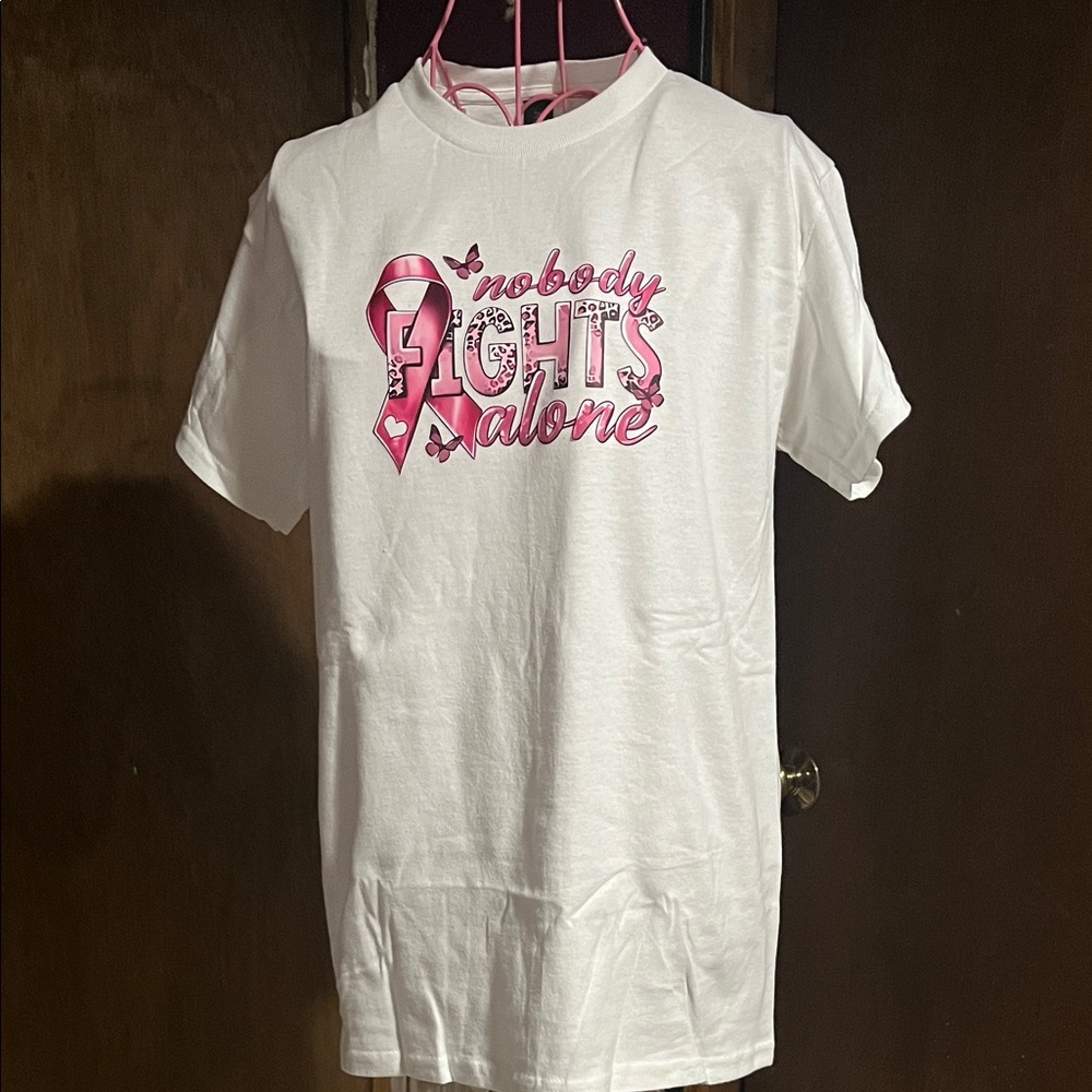 White and Pink Shirt - Nobody Fights Alone